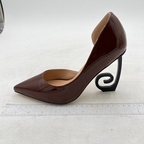 FSJ Brown Pointed Toe Pumps for Women Black High Heel Dorsay Party Prom Shoe - Picture 2 of 8